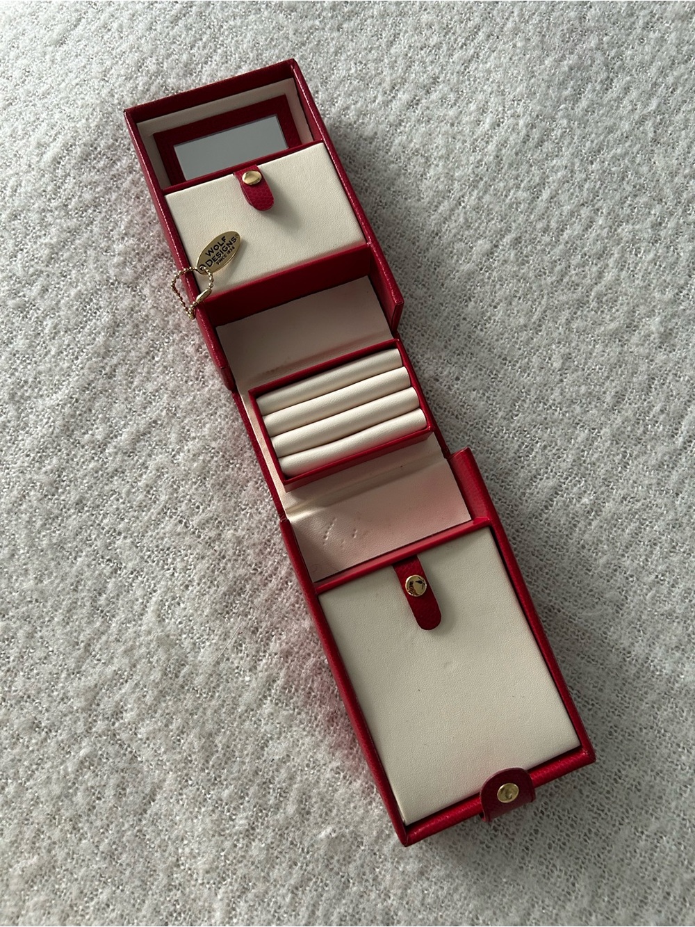 Faux Leather Travel Jewelry Case - Red